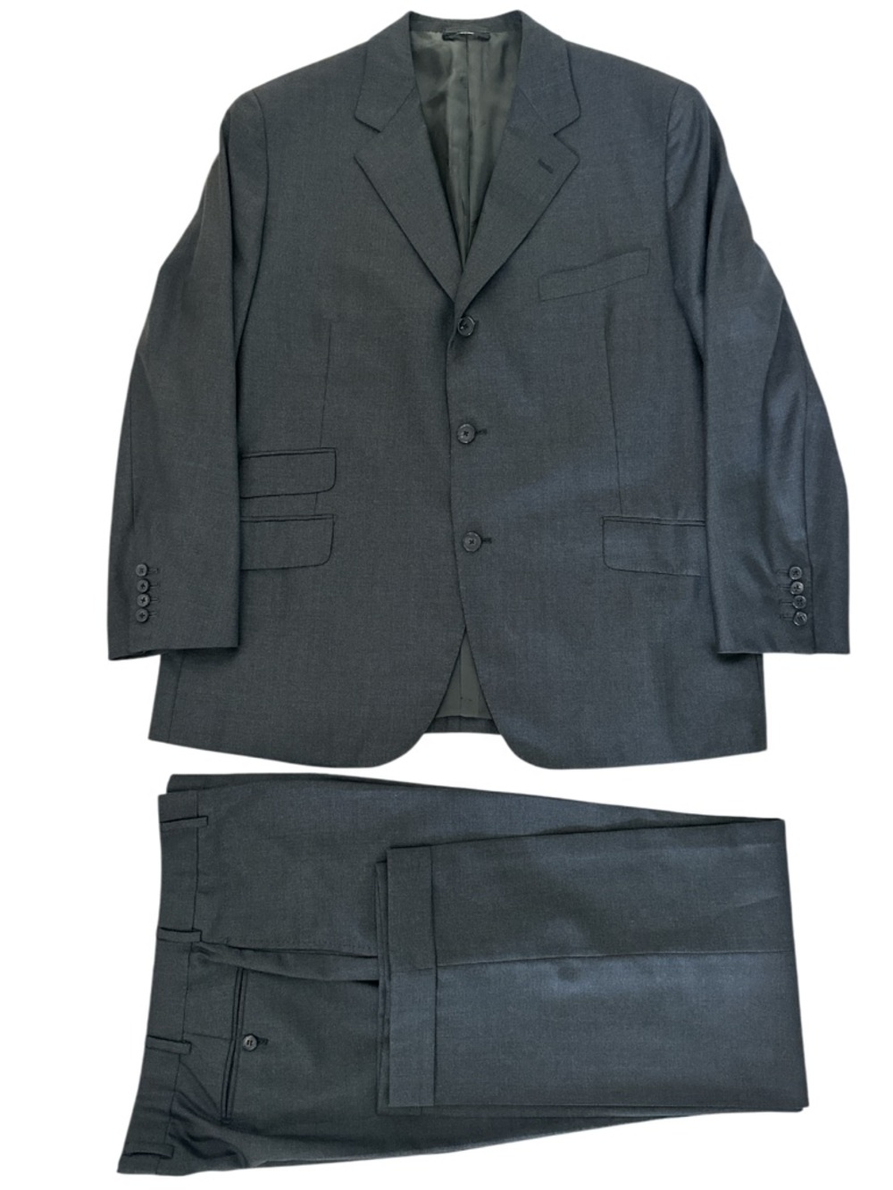 Hermes Men’s Suit 100% Wool Dark Gray/ Black
Size 56